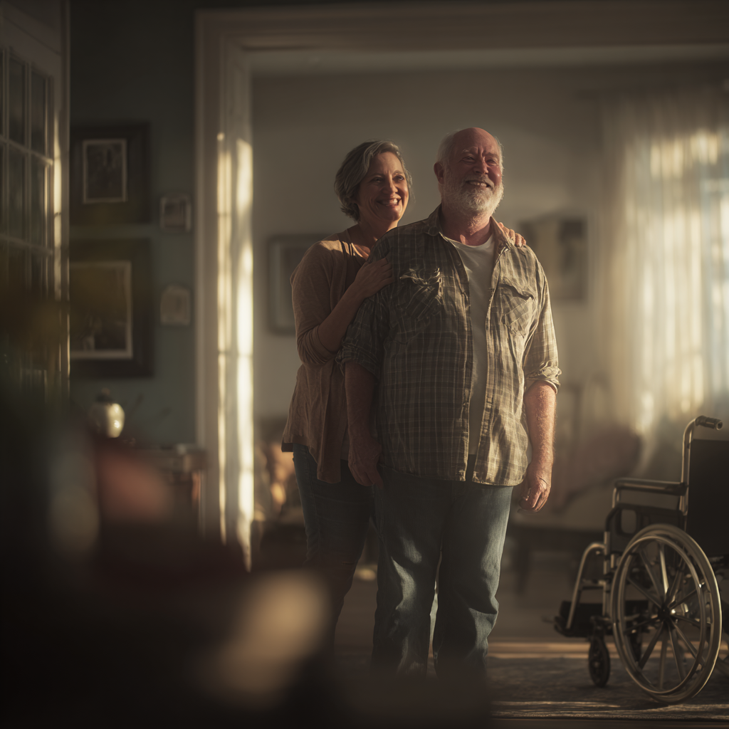 A member smiling and standing tall